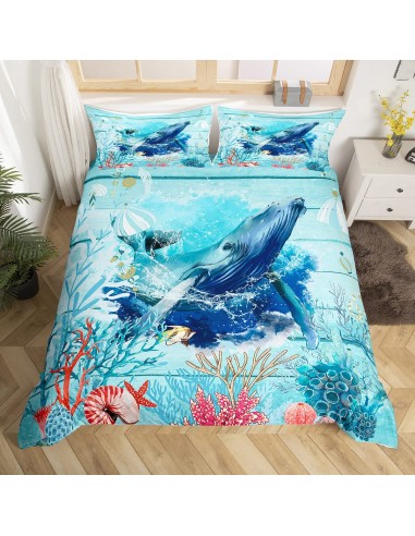 Corail whale duvet cover soldes