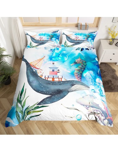 Duvet cover whale background seafood les ctes