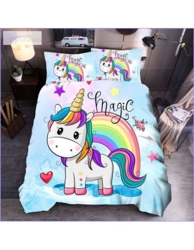 Housse de Couette Licorne Arc en ciel magique en stock