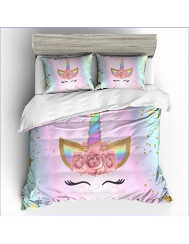 Housse de Couette Licorne Fille corne arc en ciel Profitez des Offres !