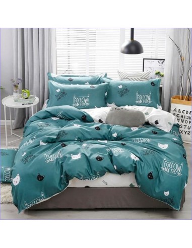 Housse de Couette Tête de Chat bleu turquoise Profitez des Offres !