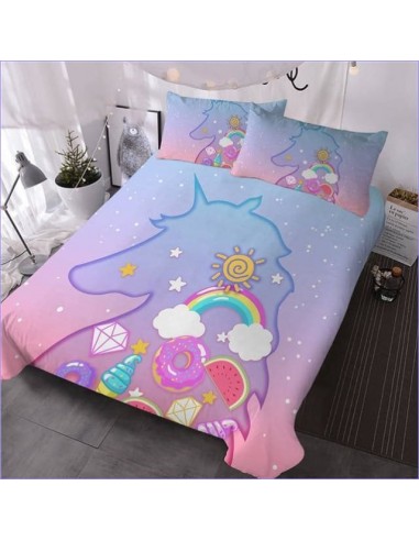 Housse de Couette Licorne silhouette et arc en ciel d'Europe débarque