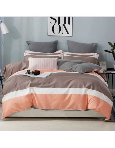 Housse de Couette Bandes Taupe / Orange shop